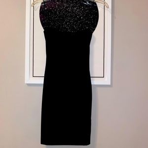 Mini thin strap black dress